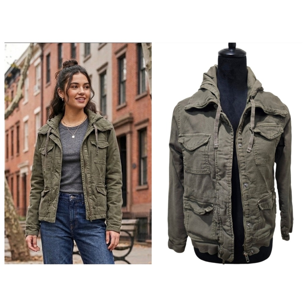 Chaser Utility Jacket Women Small Olive Green Hooded‎ Field Coat